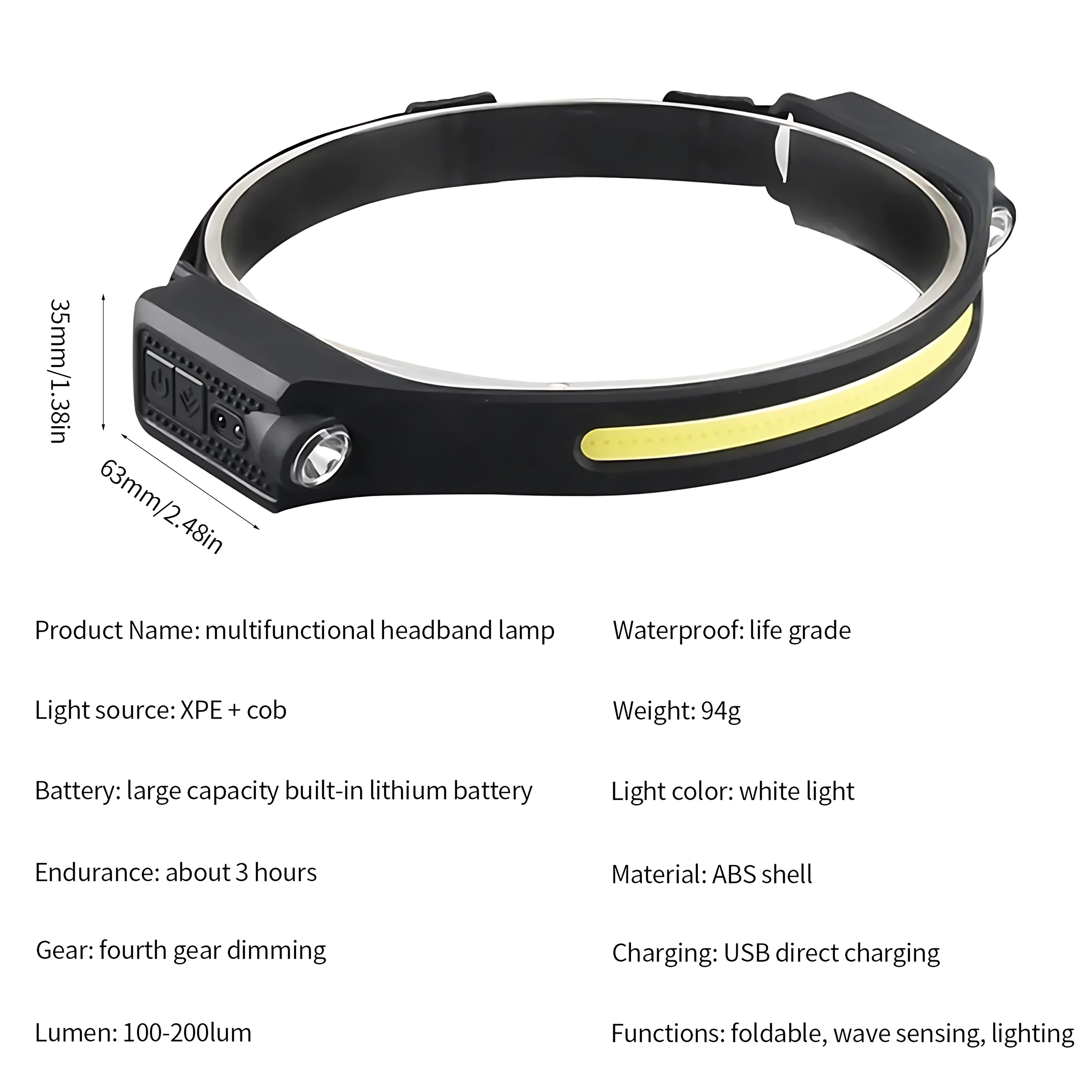 مصابيح أمامية 90 جرام خفيفة الوزن بمستشعر الإيماءةبطارية 1200 مليان أمبير شحن USB-C 5 أوضاع للإستخدام في التخييم الطوارئ العمل #6