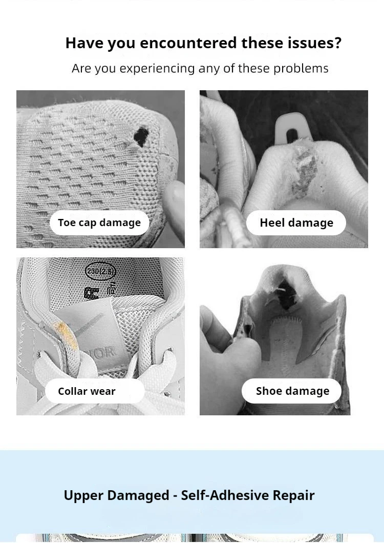 Mesh-Sportschuh-Obermaterial-Reparaturflicken, Reparaturprodukt für beschädigte Ferseneinlagen, selbstklebende Rückseite, 6 Stück/18 Stück – Detail 5