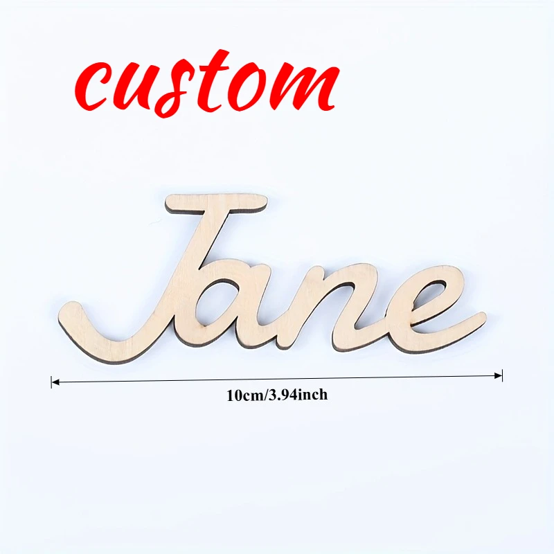 Custom Wooden Name Sign, Personalized Script Name Plaque, Handmade Wood Letter Decor for Wedding Birthday Baby Shower Gift