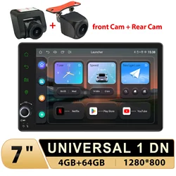 JOYING 7 inch 1 din Universal Car Navigation System 1280*800 4GB RAM 64GB ROM Android 12.0 Radio Stereo Android Auto Carplay RDS