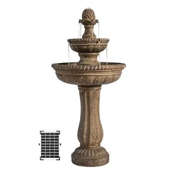 Solar 2 Tier Outdoor Water Fountain with Pump Classic Design Garden Patio Decor Energy Saving Solar Panel Durable Resin Material