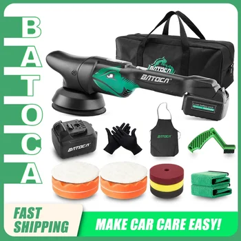 BATOCA 무선 자동차 광택기, 듀얼 액션 연마기, 5 인치, 8mm 궤도 무선 광택기, 4000mAh 배터리, S2