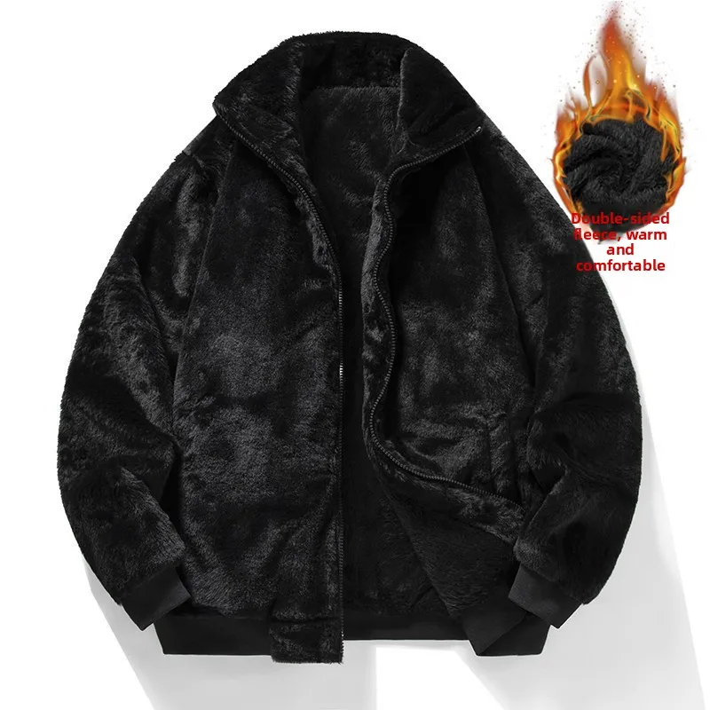 24006 شتاء جديد الوقوف طوق الصوف سترة غير رسمية عبر الحدود المادية اثنين مفتوحة بلون الصوف مقنعين سترة سترة #3