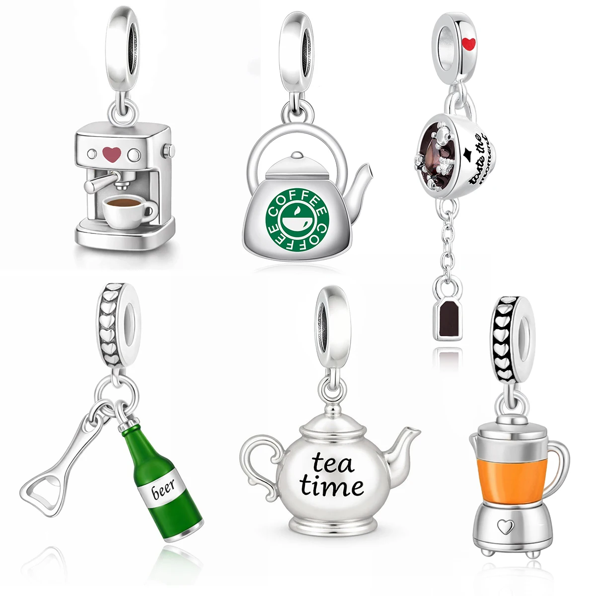 2026 original beverage series bead pendant,DIY bracelet gift,environmentally friendly copper material electroplated silver