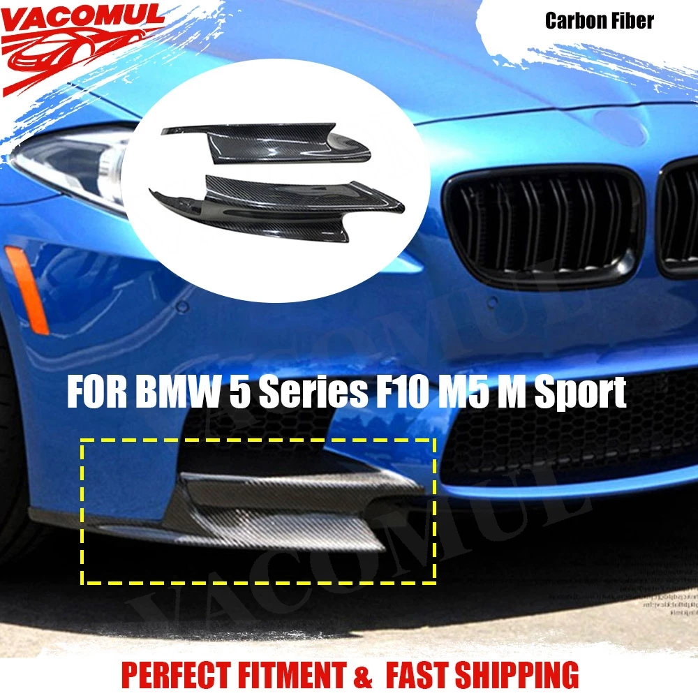 

VACOMUL Carbon Fiber Front Bumper Lip Splitters Flaps Aprons For BMW 5 Series F10 M5 M Sport 2011-2017 Head Fin Air Knife Trim
