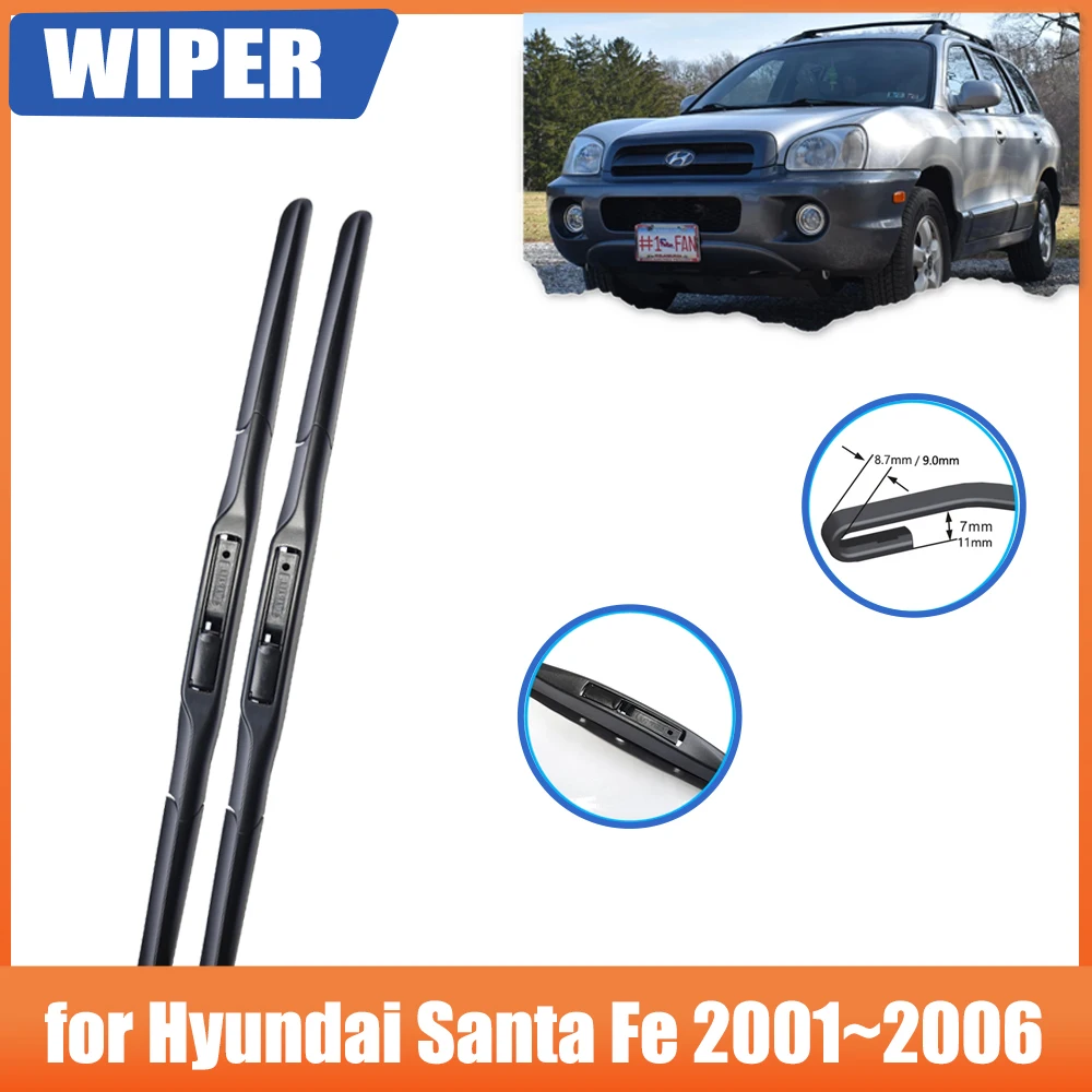 

2x for Hyundai Santa Fe Classic 2001~2006 2005 2004 2003 2002 Accessorie Front Wipers Blades Car Window Brushes Winter Cleaning