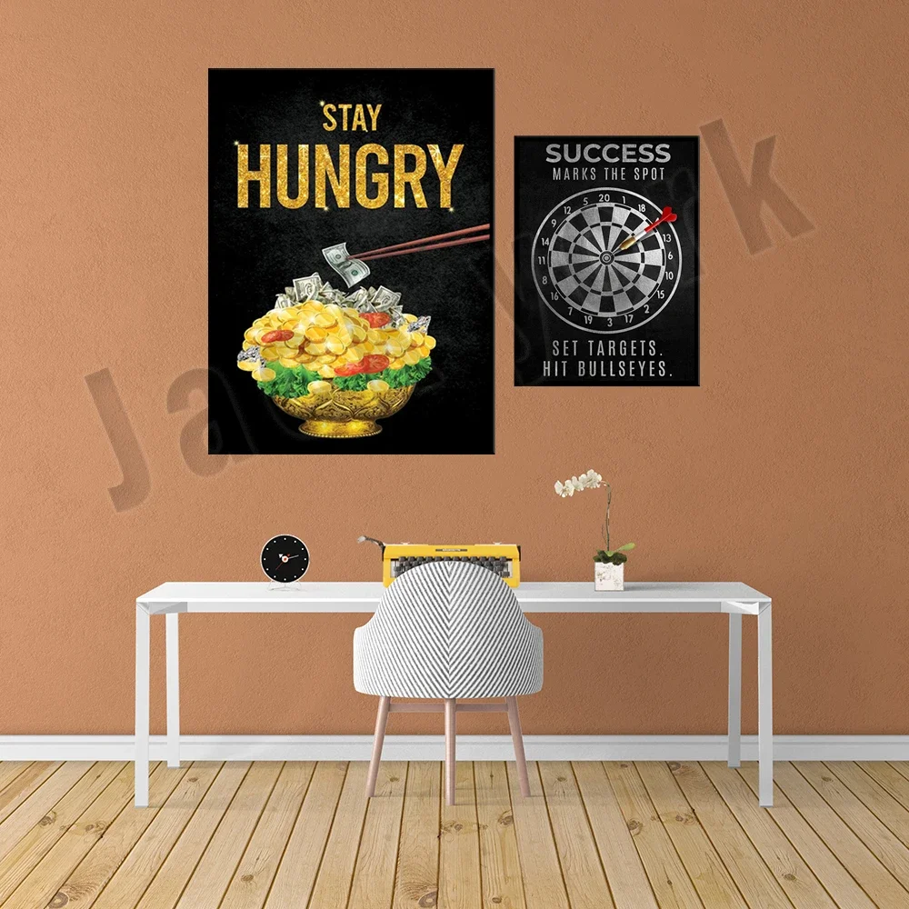 Success logo spot motivational poster, stay hungry, motivational quotes, success quotes, enrich life, entrepreneur office decor