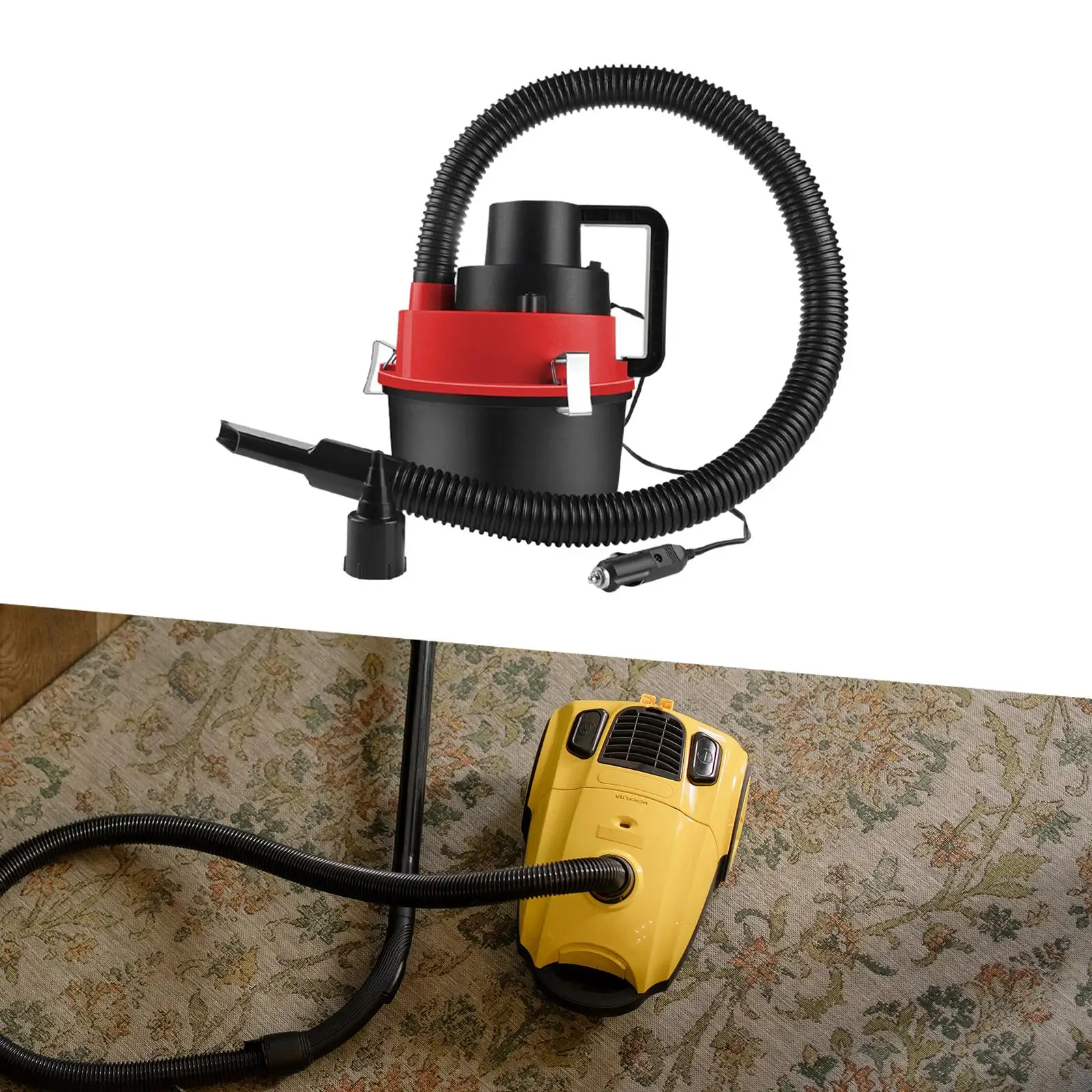 12 Volt Wet Dry Car Auto Canister Vacuum Durable 100cm Soft Hose Portable