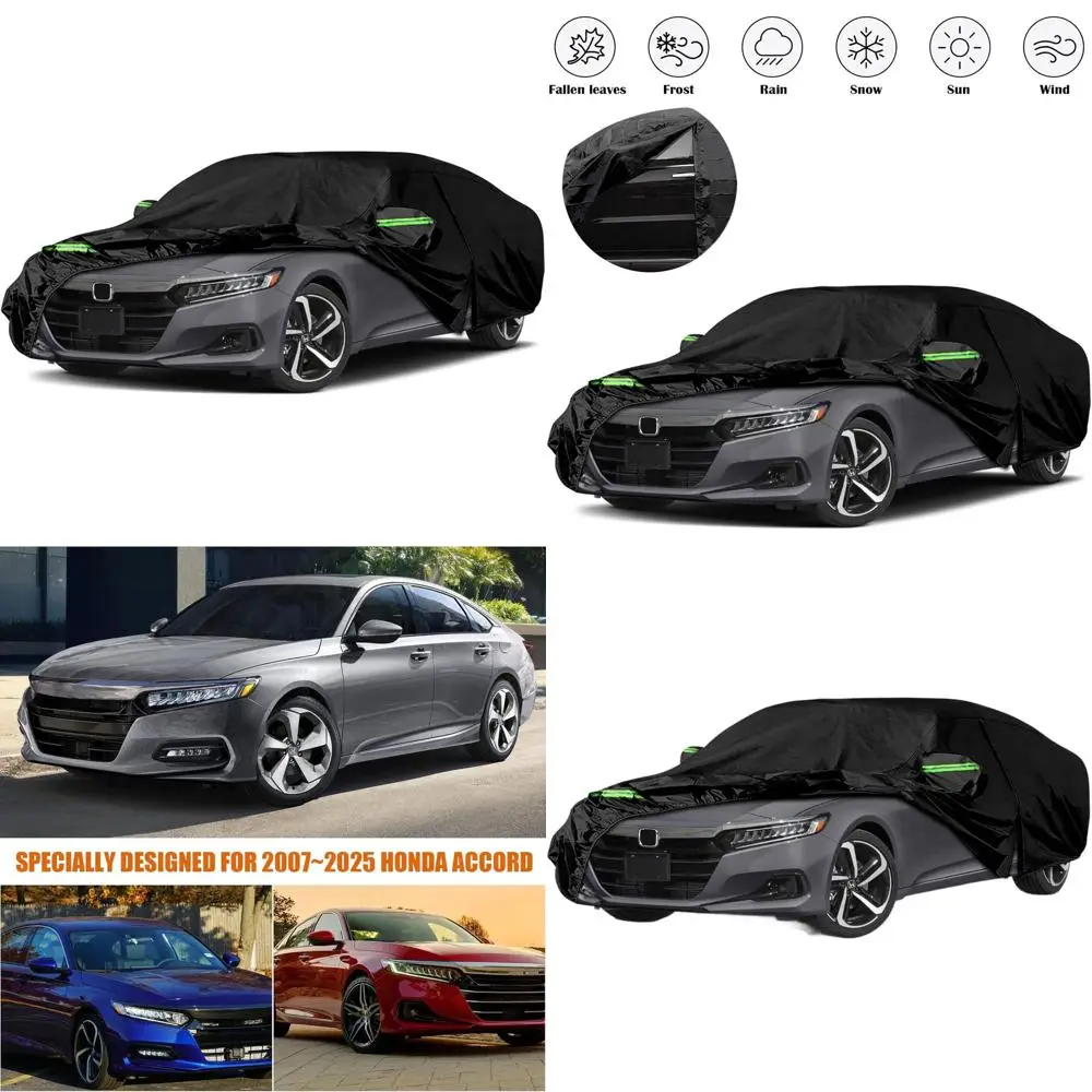 

Universal 6-Layer Custom-Fit All-Weather Car Cover with Zipper Door & Windproof Bands for Sun, Snow, Rain, and Dust Protection