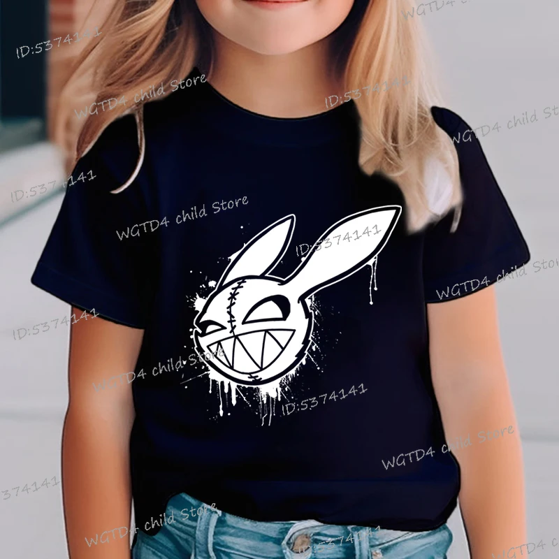 2025 Creative Rabbit Printed T Shirt Boys Girls Funny Wicked Bunny Tshirt Short Sleeve Crew Neck Streetwear Kids Easter T-shirt