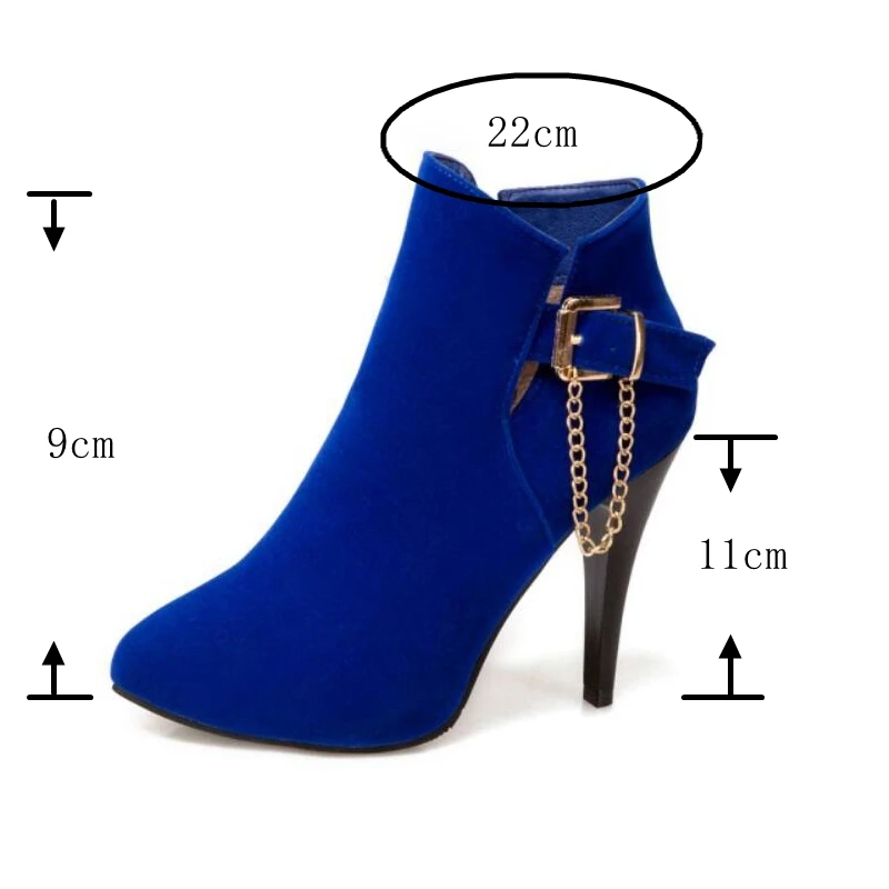 REAVE CAT 2024 Ankle Boots Pointed Toe Thin Heels Flock Buckle Big Size 30-50 Black Blue Red S2677