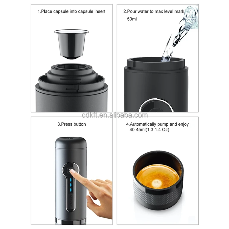 Brand New Fully Automatic Capsule Portable Espresso Coffee Maker Smart Coffee Makers Battery 12 Lithium ABS Plastic 15-18bar Max