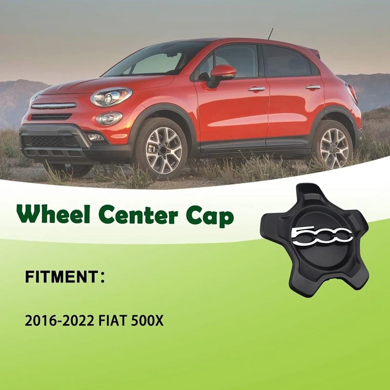 Car Wheel Center Cap Cover for Fiat 500X 2016-2022 6AN68LXHAA Dust Cover Car Accessories Black