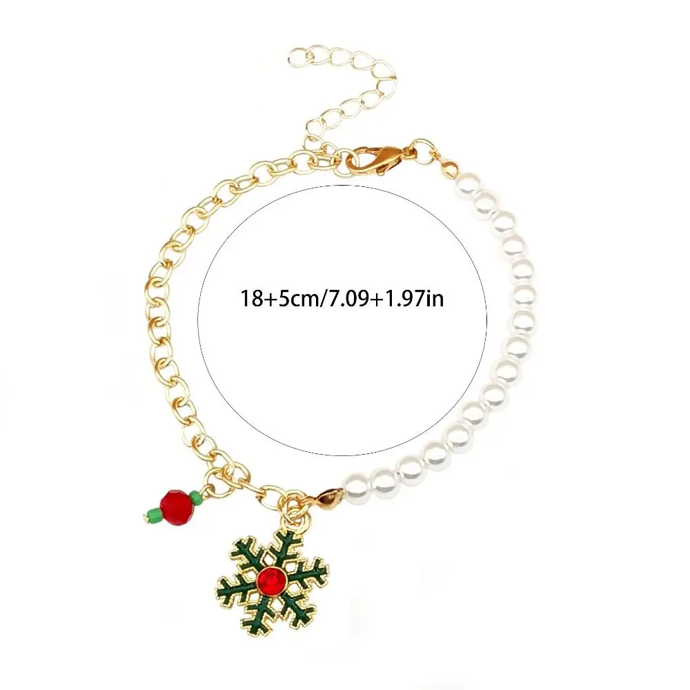 2 STKS Kerstman Kerst Armbanden Verstelbare Charms Sneeuwpop Kerstboom Bangle Hanger Imitatie Parel Armband Kerstmis