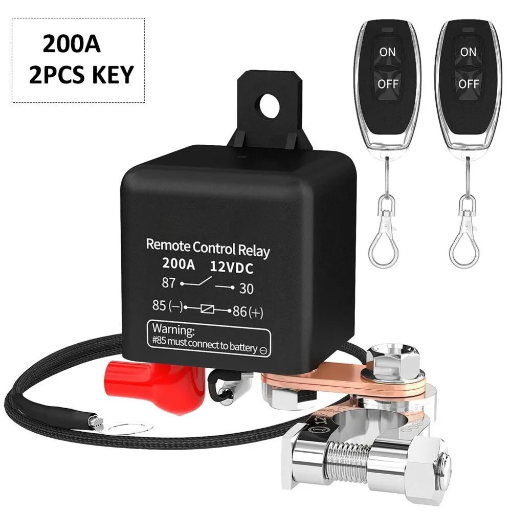 

Auto Relays With Two Wireless Keys 10*10*9cm Plastic Metal Circuit Breaker 12V 200A Remote Control Car Battery Circuit Breaker