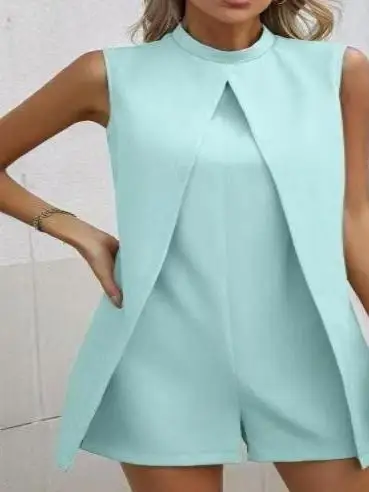 

Faionable Fake Комбинезон-двойка Повседневный круглый Ne Sve Женские брюки Цельный костюм для поездок на работу из полиэстера...