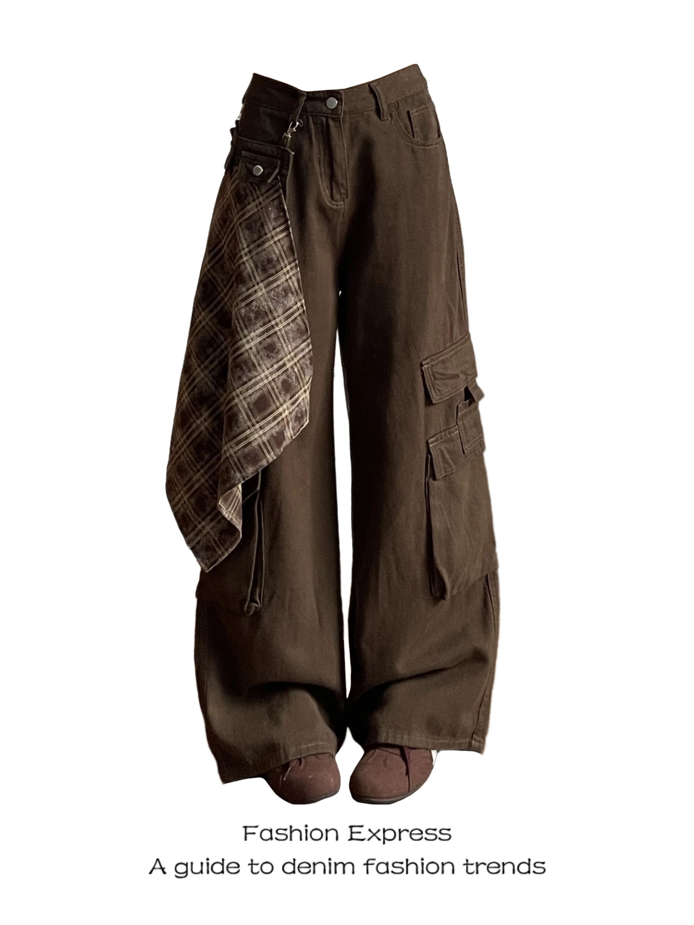 

Женские рабочие джинсы с высокой талией, широкими штанинами, длиной в пол, свободного кроя, осенне-зимние, новые, цвета бургунди, повседневные