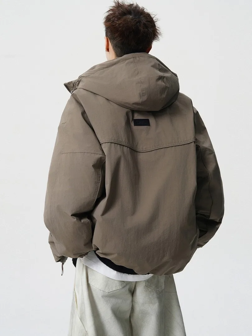 

Мужская зимняя куртка-пуховик с капюшоном, светящаяся, утепленная, молодежная, деконструированная, с элементами пэчворка, теплая верхняя одежда, модная повседневная одежда