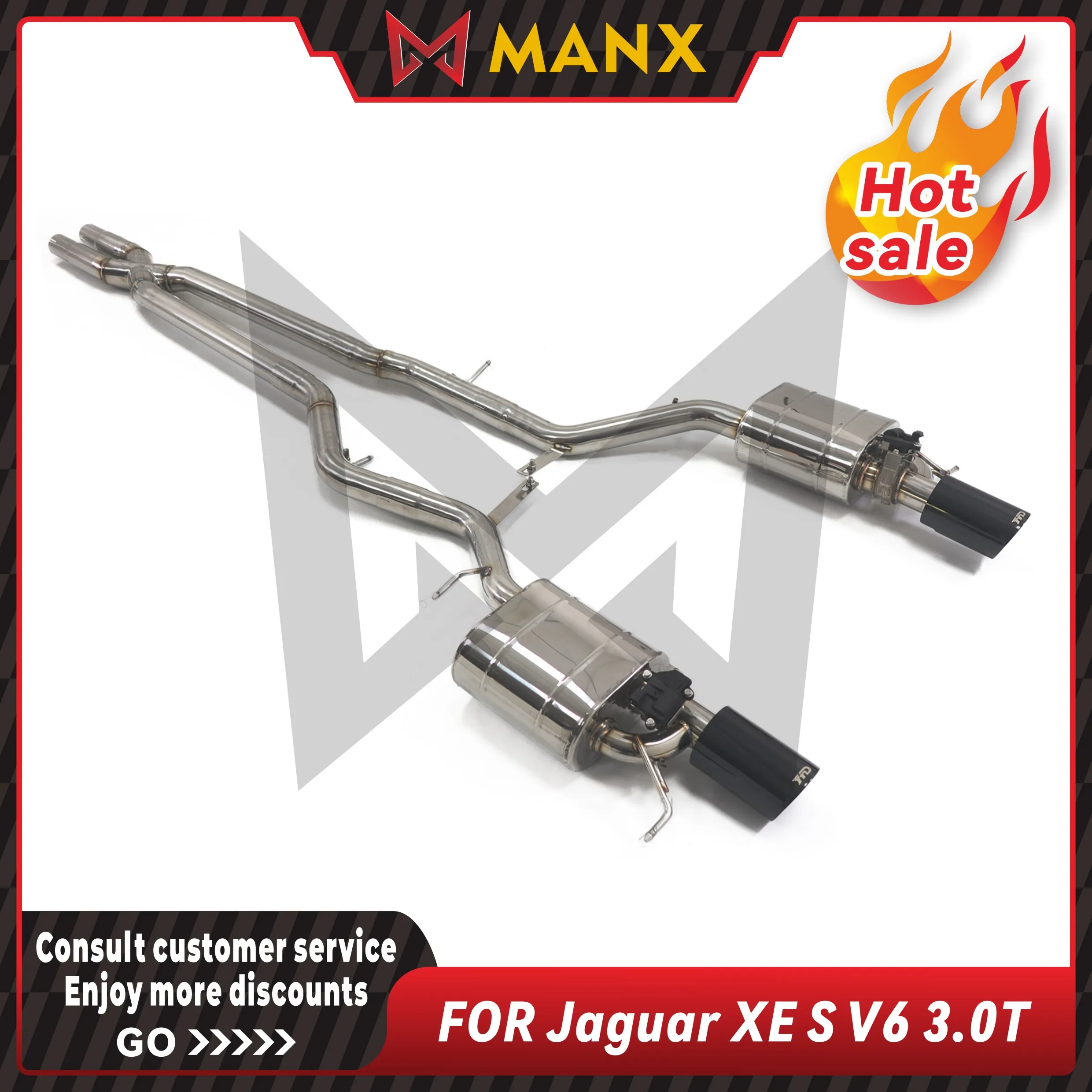 MANX Car Exhaust system for Jaguar XE S V6 3.0T Stainless steels Catback Performance exhaust pipe with remote control valve