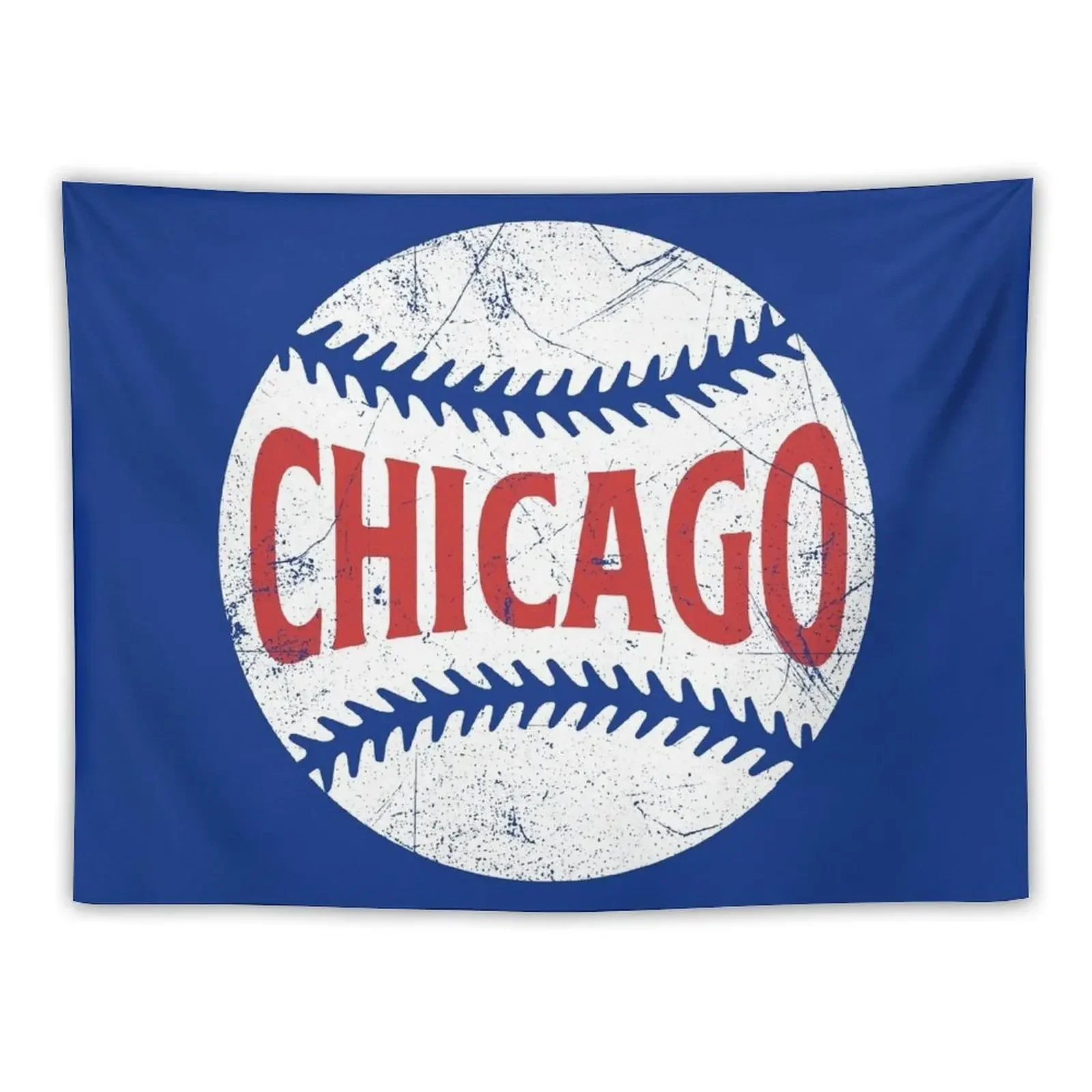 Chicago Retro Baseball - Blue Tapestry Korean Room Decor Home Decorations Aesthetic Home And Comfort Decor Tapestry