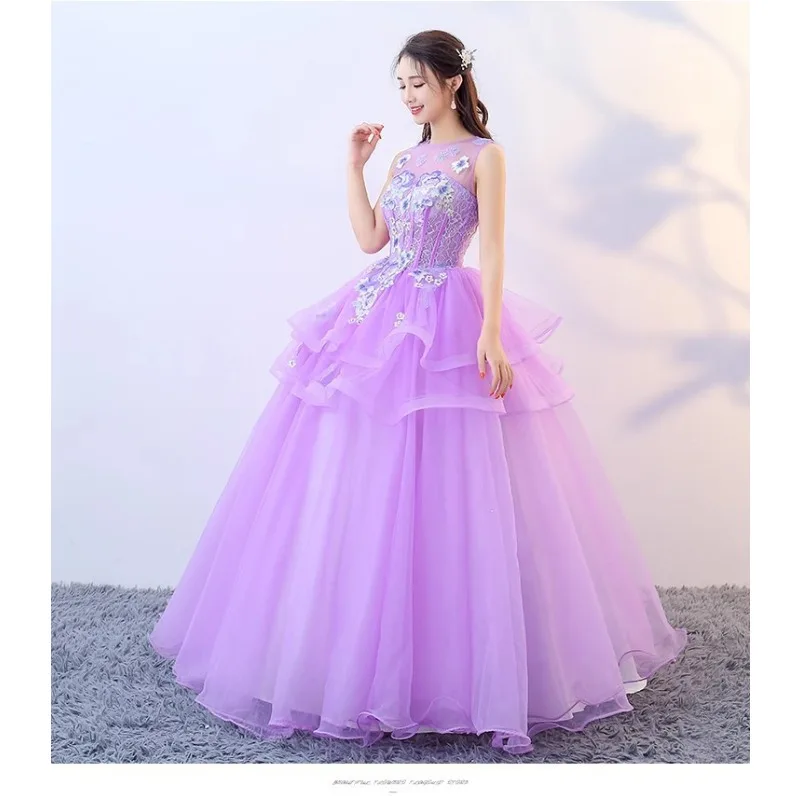 فستان سهرة نسائي جديد مطرز بدون أكمام شبكي عصري للتخسيس أداء فني امتحان فستان كبير