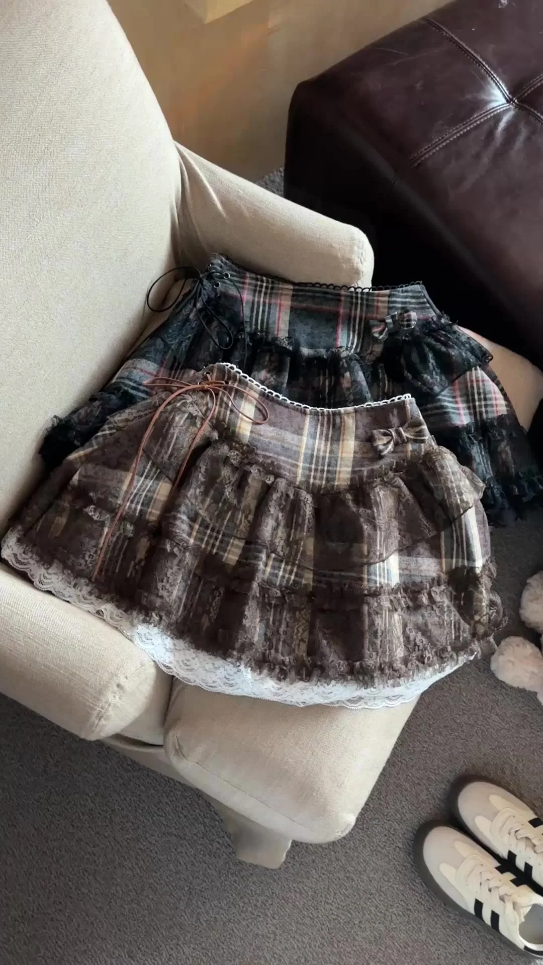 

Осенне-зимняя милая кружевная клетчатая мини-юбка в стиле пэчворк, женская сетчатая пышная юбка, юбка-половина, модная короткая юбка