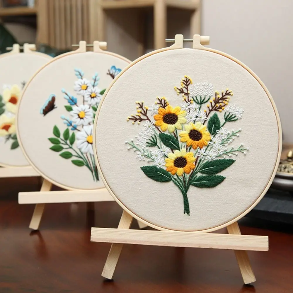 

DIY Flower Embroidery Kit Floral Patterns Handmade Cross Stitch Set Colorful Hand-stitched Embroidery Set Beginner