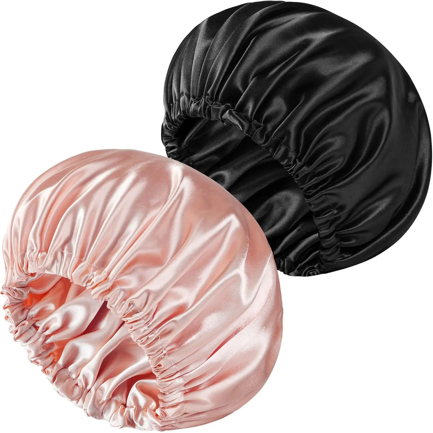 

2 PCS Satin Bonnet Double Layer Sleep Hair Silk Bonnet for Sleeping Women Curly Natural Hair