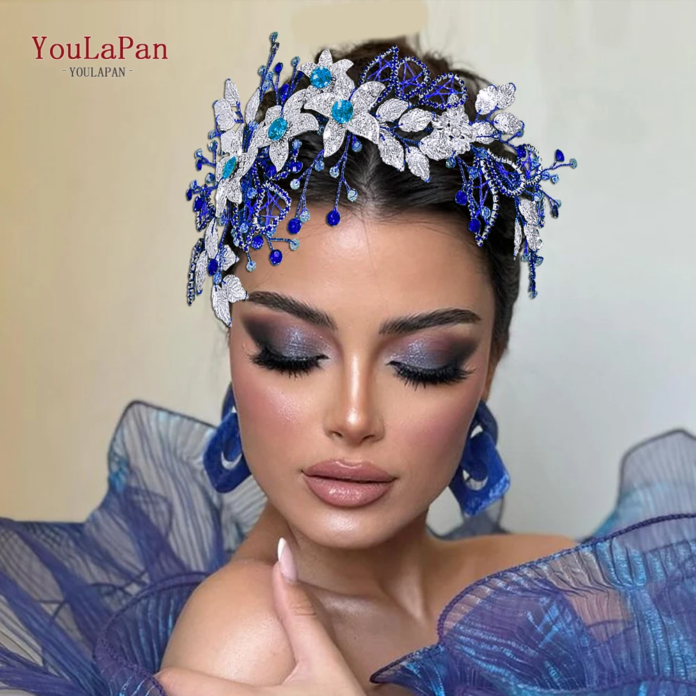 

YouLaPan Bridal Alloy Flower Headband Wedding Hair Accessories Rhinestone Crystal Women Headdress Banquet Party Headpiece HP282