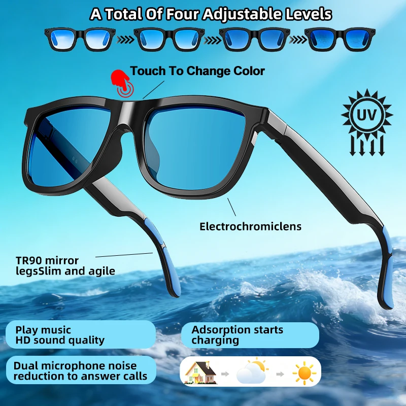 

Smart Audio Glasses Voice Calls and Listening To Music Electrochromic Lenses Magnetic Charging Light and Convenient Smartglasses