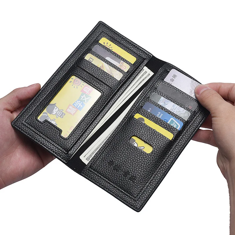 Dompet panjang ultra-tipis pria, dompet kartu versi Korea untuk pria