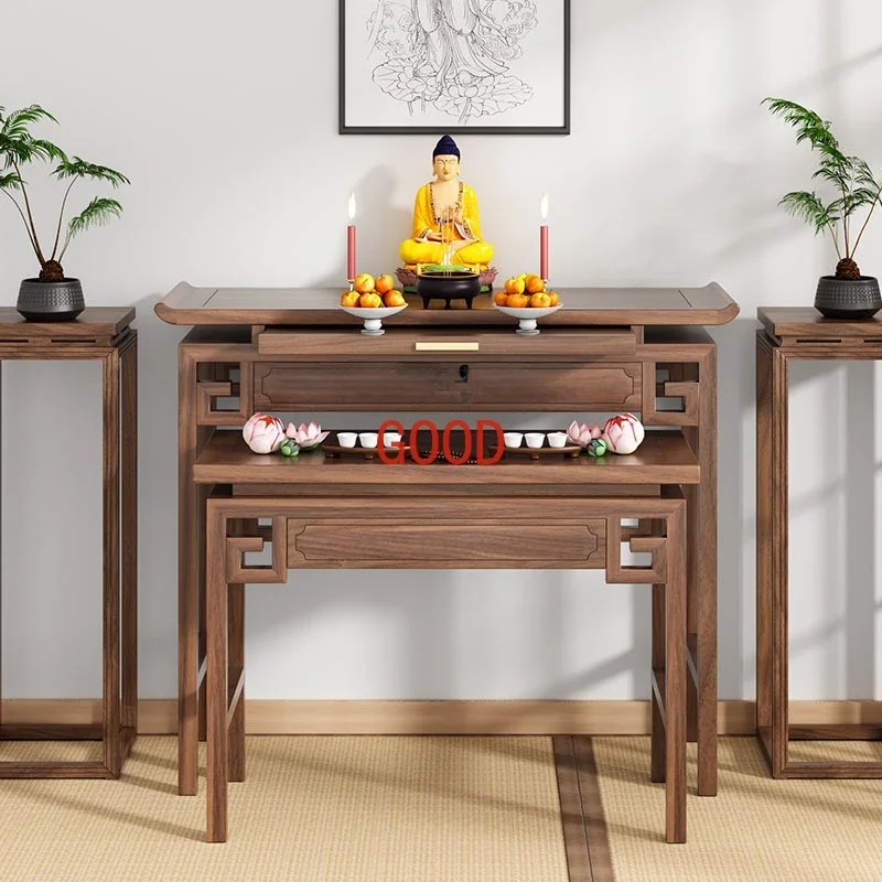 

New Chinese Style Altar Incense Burner Table Buddhist Hall Solid Wood Buddha Table Modern Tribute Console Table Altar Cabinets