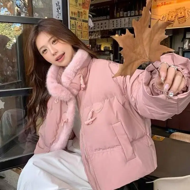 

Korean style fleece-lined thicken Parka cotton-padded jacket Women's new model winter loose short style coat solid top elegance