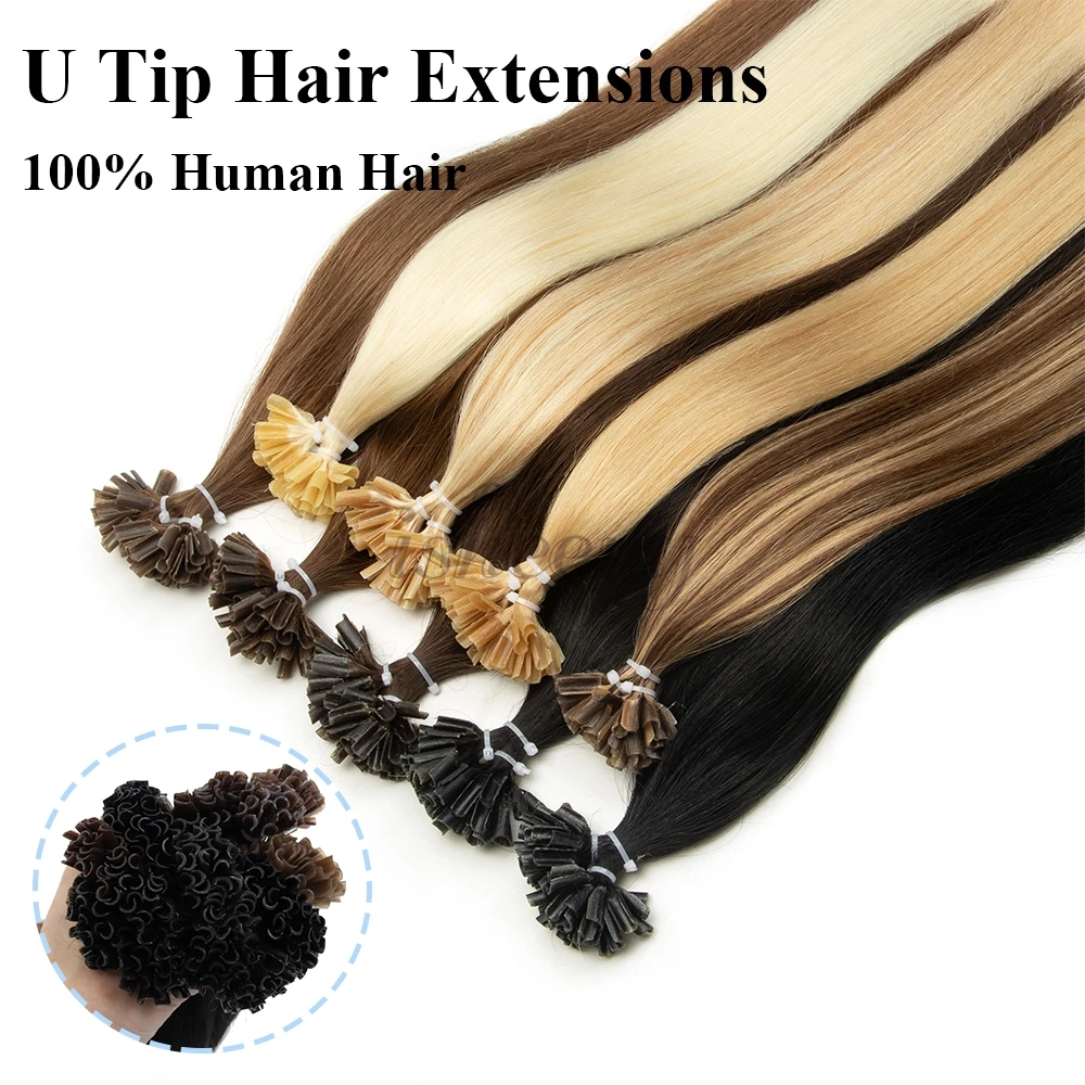 

Nail U Tip Hot Fusion U Tip Hair Extensions 50 Strands Machine Remy Keratin Hair 30g/pack Natural Straight Hair 12-20 Inches