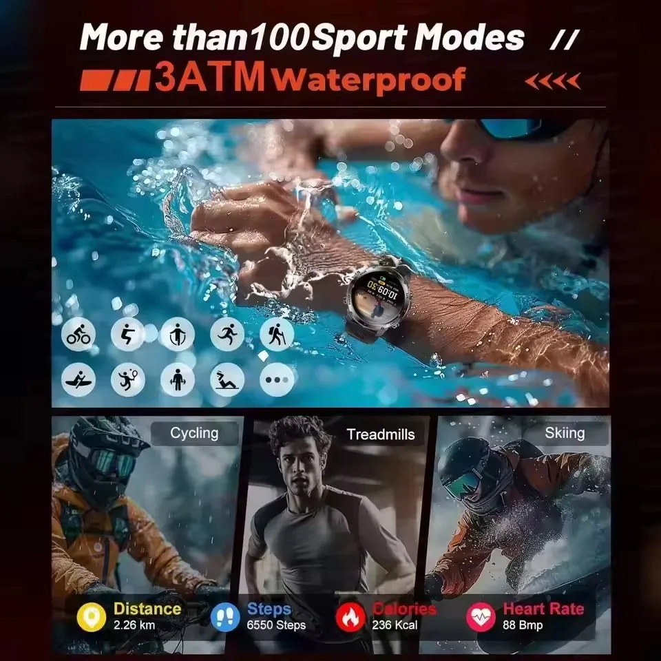 2025 New Outdoors Sports Military GPS Smart Watch 3ATM Waterproof Built-in Dual-Band GPS Compass Altimeter Swimming Smartwatches - Image 3