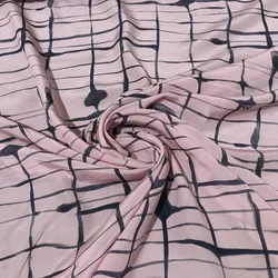 1 meter 100% Mulberry Silk 15 momme Crepe Silk Pink Checks Printed 136cm 53