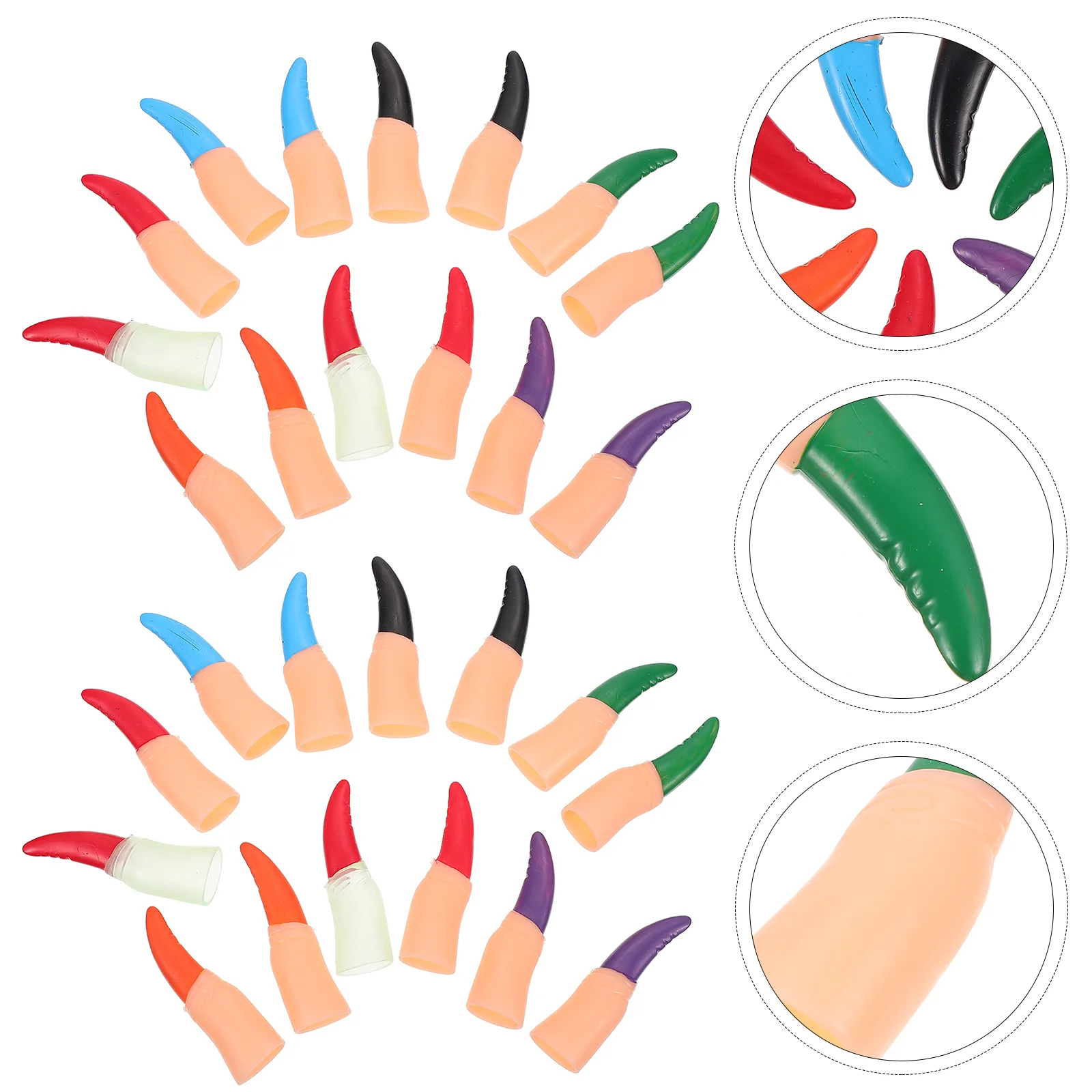 28 Pcs Halloween Witch False Nails Accessories Finger Cover 6cm Plastic Makeup Cots Party Decorations