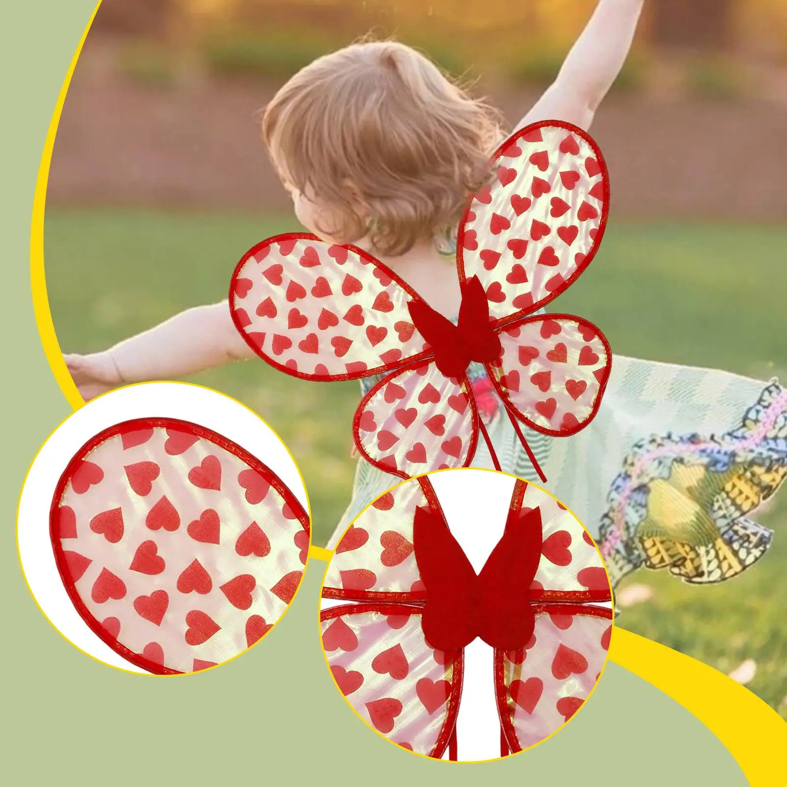 하트 나비 날개 소녀 성인 어린이 드레스업 소품, 발렌타인데이 용품, 가면극 역할극 공연용 사진 소품