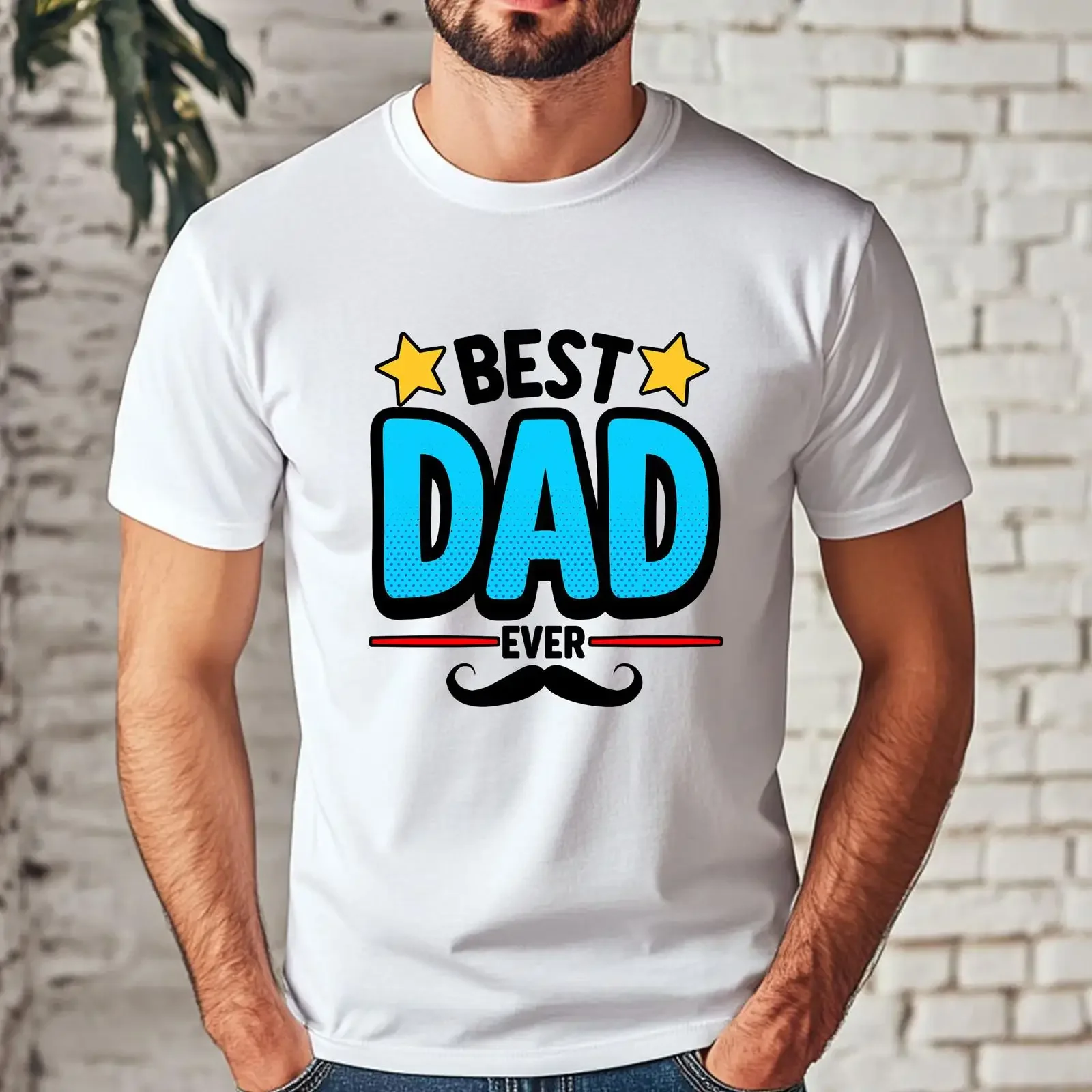 Best Dad Ever T Shirt Father's Day Casual Unique Present for Dads Soft  Apparel Top vintage Washed Unisex Versatile Slightly