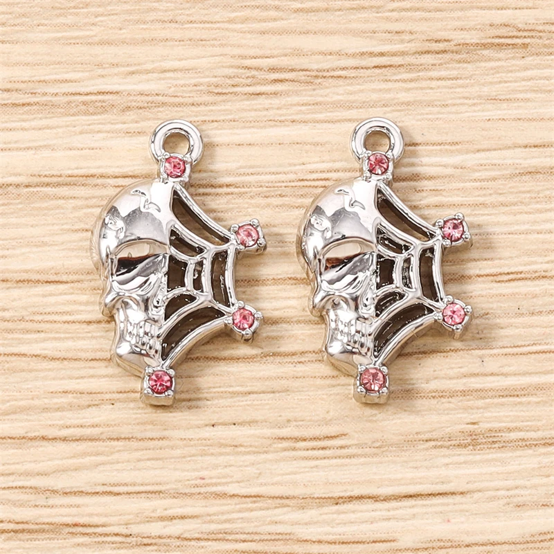 5 Stück 11x19mm Punk-Metall-Skelett-Spinnennetz-Anhänger für die Herstellung von Halsketten, Ohrringen, Armbändern, DIY-Bastelarbeiten und Schmuckzubehör – Detail 7