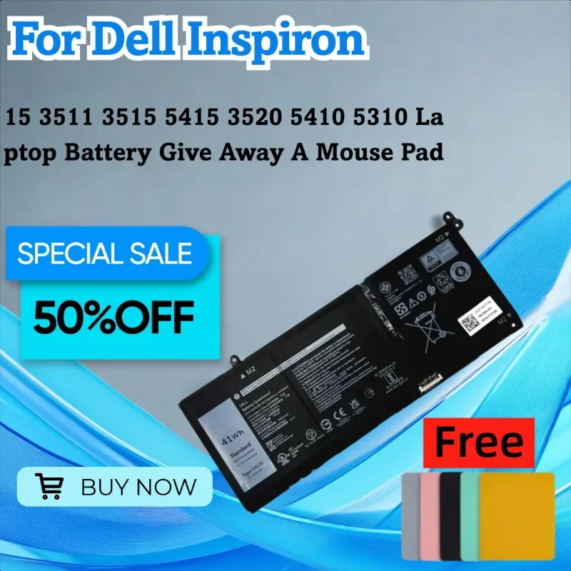 

Для Dell Inspiron 15 3511 3515 5415 3520 5410 5310 Аккумулятор для ноутбука Подарите коврик для мыши
