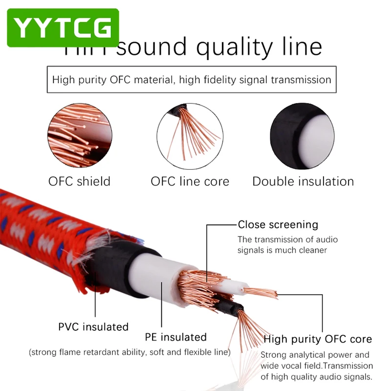 YYTCG Hifi kabel XLR wysokiej jakości 3 Pin 2 XLR męski na 2 XLR żeński kabel audio 1m 2m 3m 5m