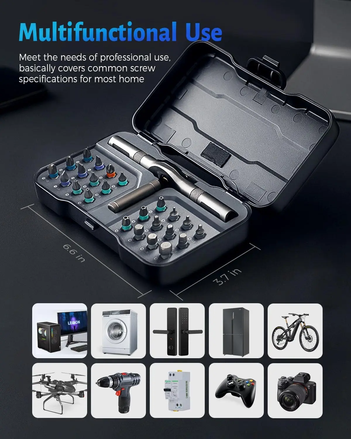 TINSOL 24-in-1 مجموعة مفكات براغي بسقاطة متعددة الوظائف مع لقم مفك مغناطيسي أداة إصلاح صغيرة مع مقبض T قابل للفصل