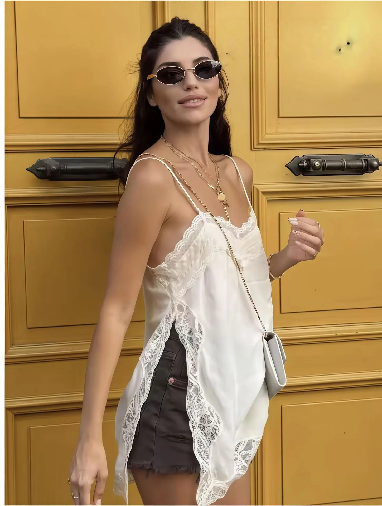 Sexy Kant Effen Band Tank Tops Mode Vrouwen Mouwloze V-hals Zomer Losse Vest Casual Streetwear Backless Y2K Dame Kleding