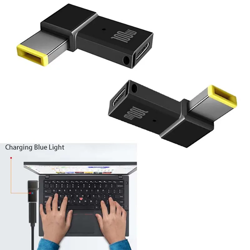 for Lenovo Thinkpad PD Charger 100W 20V 1145 Square Elbow Adapter Male to Female Extend Plug Type C Charging Cable Converter