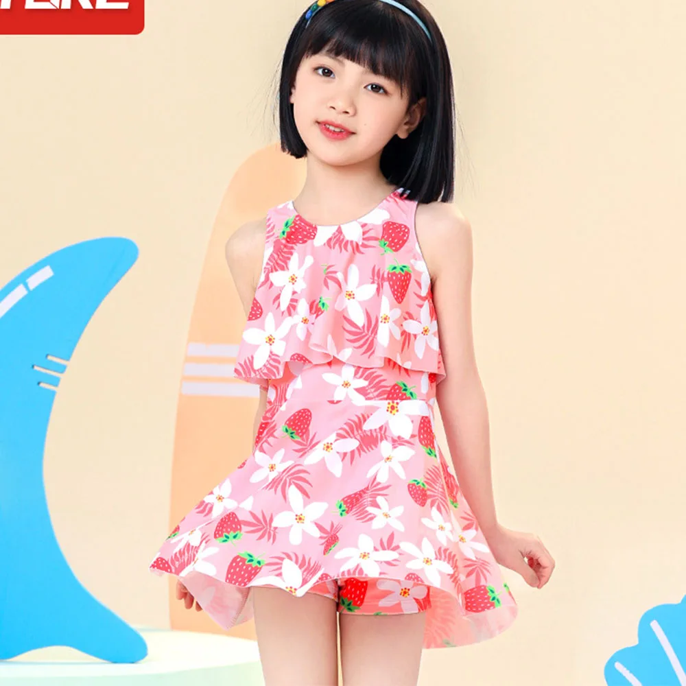 Girls' Swimsuit Set Cute Strawberry Print Quick Drying Comfortable and Sweet Girls' Summer Swimming Pool Beach Vacation Swimsuit