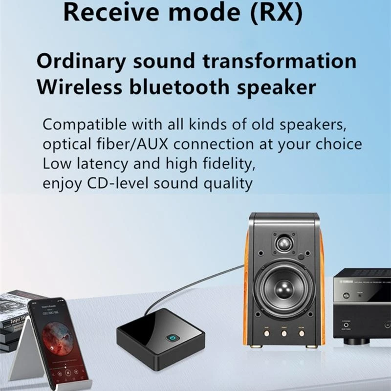 2 in 1 Bluetooth-compatible 5.0 Transmitter Receiver Speaker 3.5mm AUX best sale