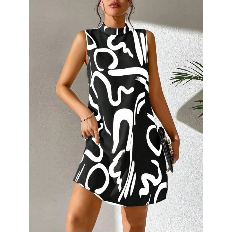 

Летний цветочный принт с воротником-стойкой Dr, женская трансграничная мода, настраиваемый дизайн, одежда «сделай сам», Procing