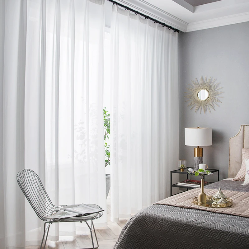 Witte pure gordijnen voor woonkamer slaapkamer raam effen kleur lang tule gordijn bruiloft gordijn woondecoratie voile feestgordijnen