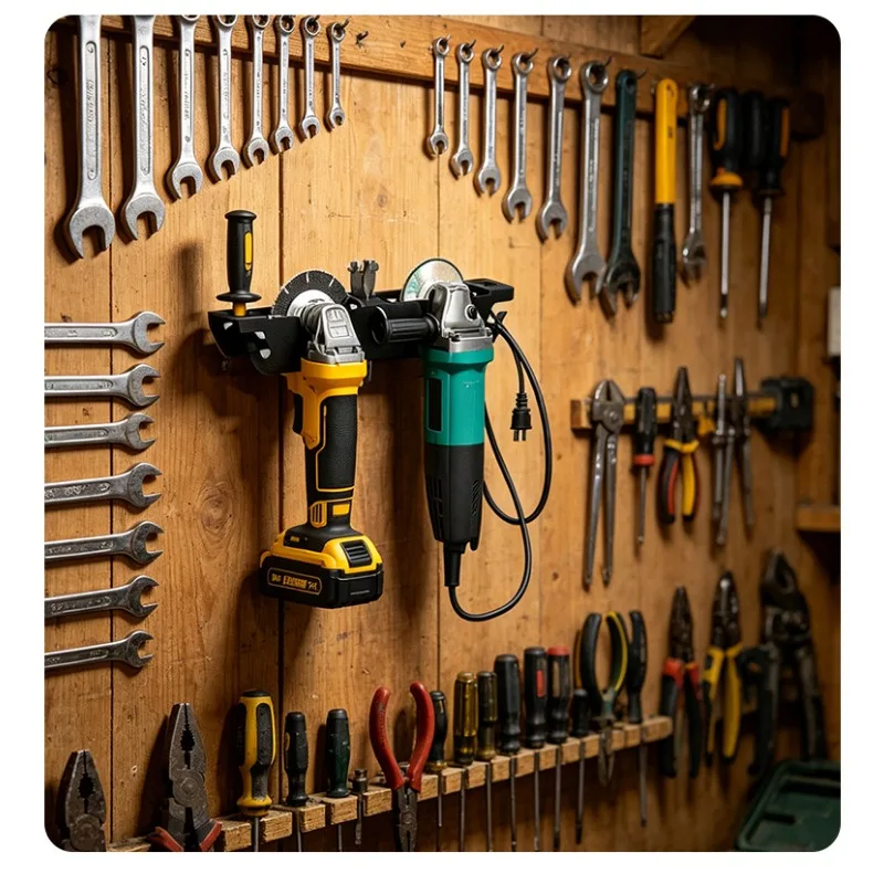 Wall Mount Angle Grinder Storage Rack Heavy Duty Hanging Holder Cutter Bench Grinder Power Tool Organizer For Garage Workshop 6